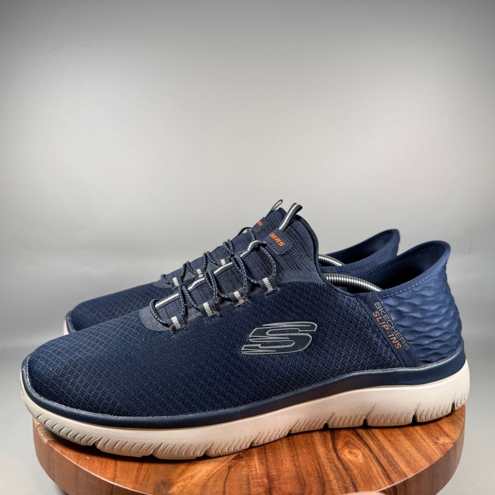 Skechers Mens Slip-ins Summits Navy Wide Fit Sneakers 232457W Size 12 - Picture 3 of 8